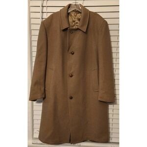 Vintage English Squire Coat Mens 46 Tan Camel? Fur Car Coat Lined Made in USA‎